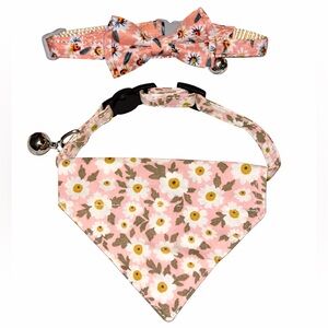 Cat Collar w/ Bow & Floral Bandana — JINGLE BELLS